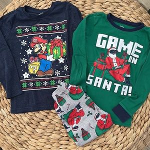 Boys (lot) Christmas Pajamas and Tee